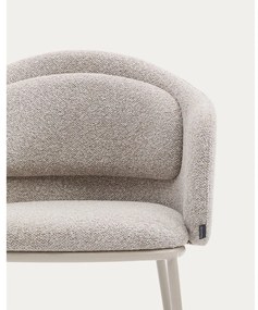 Sivobéžové čalúnené jedálenské kreslo s podrúčkami Minda – Kave Home