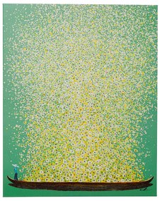 Flower Boat obraz zeleno-žltý 80x100 cm