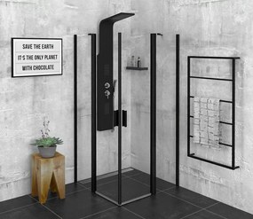 Polysan Polysan, ZOOM BLACK štvorcová sprchová zástena 700x700mm, rohový vstup, ZL4715BL-02