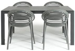 Záhradná jedálenská súprava pre 4 osoby so sivou stoličkou Joanna a stolom Viking, 90 x 150 cm