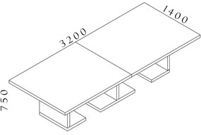 Konferenčný stôl Lineart 320 x 140 cm, brest tmavý