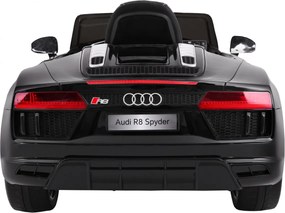 Ramiz Audi R8 Spyder batéria čierna + diaľkové ovládanie + EVA + pomalý štart + rádio MP3 + LED