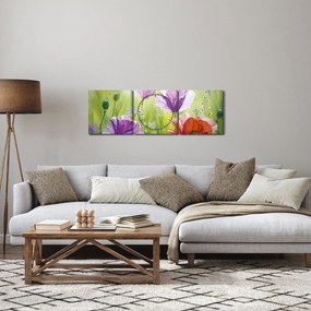 Obraz - Vlčie maky (s hodinami) (90x30 cm)