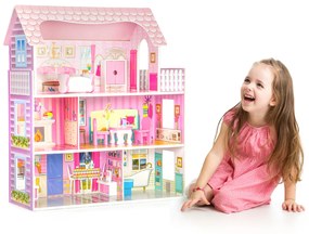 Veľký drevený domček pre bábiky + nábytok ECOTOYS