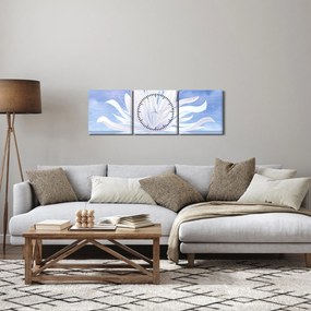Obraz - Lotusový kvet (s hodinami) (90x30 cm)