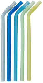 Súprava silikónových slamiek - modrá/zelená