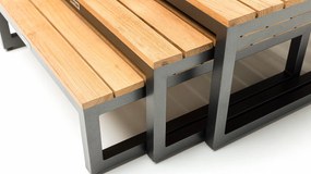 Ocean skid Platform set 3 konferenčných stolíkov svetlo sivé / teak top