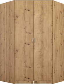 Rohová šatníková skriňa Case, dub artisan