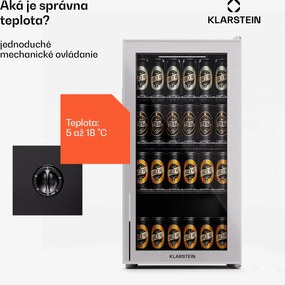 Klarstein Beersafe 74 Slim, chladnička, 74 litrov, 3 police, panoramatické sklenené dvere