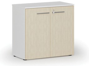 Kancelárska skriňa s dverami PRIMO WHITE, 800 x 420 x 740 mm, biela/breza