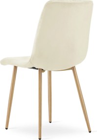 Kreslo TURIN - béžový zamat / nohy vo farbe dreva