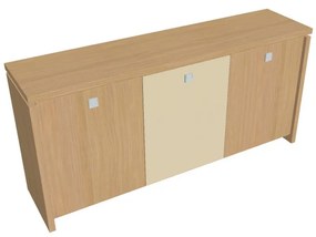 Nízka skriňa Verno 188 x 46 x 90 cm, kombinované dvere, dub svetlý / vanilka
