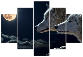Obraz vlkov vyjúcich na mesiac (150x105 cm)