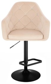 LuxuryForm DESIGN Barová stolička ROMA VELUR na čiernom tanieri - krémová