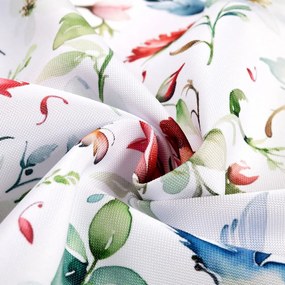 Biante Teflónový behúň na stôl TF-116 Akvarelové kvety s kolibríkmi na bielom 45x180 cm