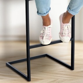 Barová stolička Hopewell B - zamat, čierny rám - šedá