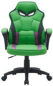 Ergonomická kancelárska stolička, zelená s fialovými prvkami