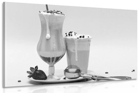 Obraz mliečny koktail v čiernobielom prevedení - 90x60