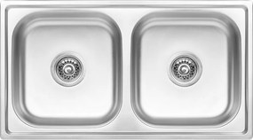 Kuchinox Standard, 2-komorový nerezový drez 780x430x195 mm, drážkovaný dekor, oceľová, LAV-SKS_320T