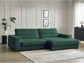 Zelená zamatová rohová pohovka (pravý roh/s leňoškou) Sierra – Bobochic Paris