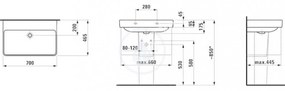 LAUFEN Pro S Umývadlo, 700 mm x 465 mm, bez otvoru na batériu, biela H8169670001091