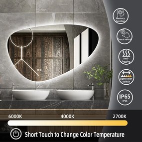 Erga Amelia, asymetrické LED zrkadlo 120x75 cm, 3993 lm, 3 farby svetla, zadné osvetlenie, ERG-V01-407-1275-00