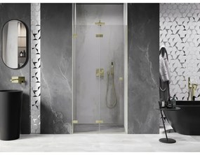 Mexen, Mexen Lunar-F skladacie ľavé sprchové dvere 90 cm, transparentné, brúsené zlaté - 836-090-000-55-00-L