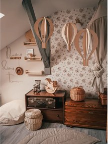 Súprava 3D teplovzdušných balónov – drevená stropná dekorácia pre deti (3 ks)