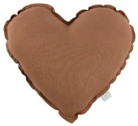 Cotton &amp; Sweets Mini ľanový vankúš srdce čokoláda 28 cm
