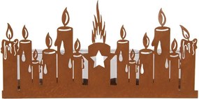 Rustikálny hrdzavý svietnik so sviečkami Candle Rust - 36*9*18 cm