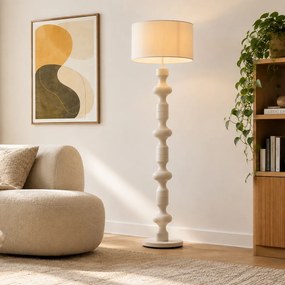 Retro stojaca lampa béžová s látkovým tienidlom 160 cm - Captain