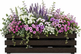 AMADEA Drevený obal na tri kvetináče - tmavý, 47x17x15cm, drevený kvetináč