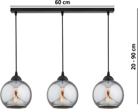 Brilagi - Luster na lankách DIOR 3xE27/60W/230V čierna/dymová sivá