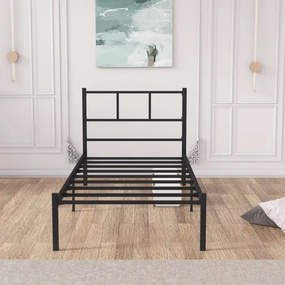 Kovová jednolôžková posteľ ROVAN 90x200 cm v čiernom prevedení, nosnosť 120 kg