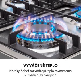 Klarstein Ignito 4 Zonen, plynová varná doska, 4 Sabaf horáky, nehrdzavejúca oceľ, strieborná
