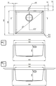 Deante Olfato, 1-komorový nerezový drez 550x505x200mm, zlatá matná, DEA-ZPO_R10B