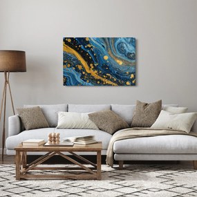 Obraz - Modrá abstrakcia so zlatom (90x60 cm)