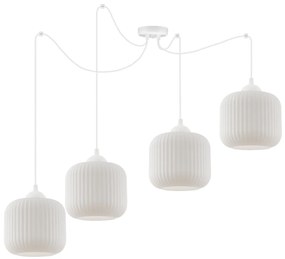 Závesné svietidlo Riffle Spider, 4x biele sklenené tienidlo, w
