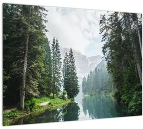 Obraz lesného jazera (70x50 cm)