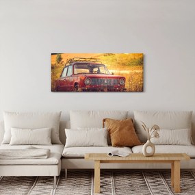 Obraz auta v poli (120x50 cm)