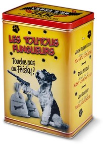 Dóza na sušienky pre psy "Les Toutous flingueurs" 18x13x27 cm, plech