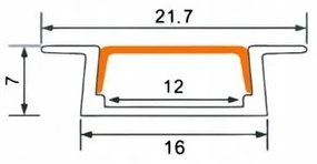 ECOLIGHT Hliníkový profil 2m zapustený biely set