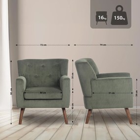 Kreslo Kioni látka cord - zelená