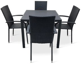 Záhradný jedálenský set Viking M + 4x ratanová stolička Paris