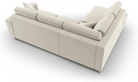 Béžová zamatová rozkladacia/s úložným priestorom rohová pohovka (ľavý roh/do L) Kyoto – Cosmopolitan Design