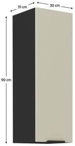 Horná kuchynská skrinka Arikona 30 G 90 1F (kašmír + čierna) . Vlastná spoľahlivá doprava až k Vám domov. 1097064