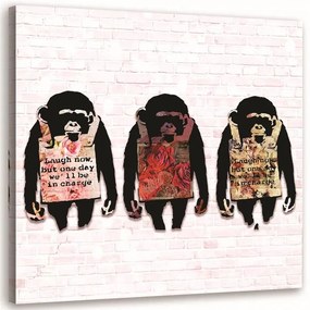 Gario Obraz na plátne Banksy 3 opice Rozmery: 30 x 30 cm