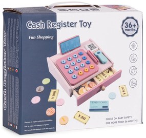 MULTISTORE Drevená pokladňa pre deti so skenerom, kartou a mincami