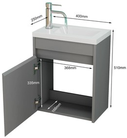 Nástenná skrinka s umývadlom Houseland Zendi 40 cm sivá