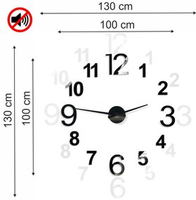 Dizajnové čierne nalepovacie hodiny 130cm